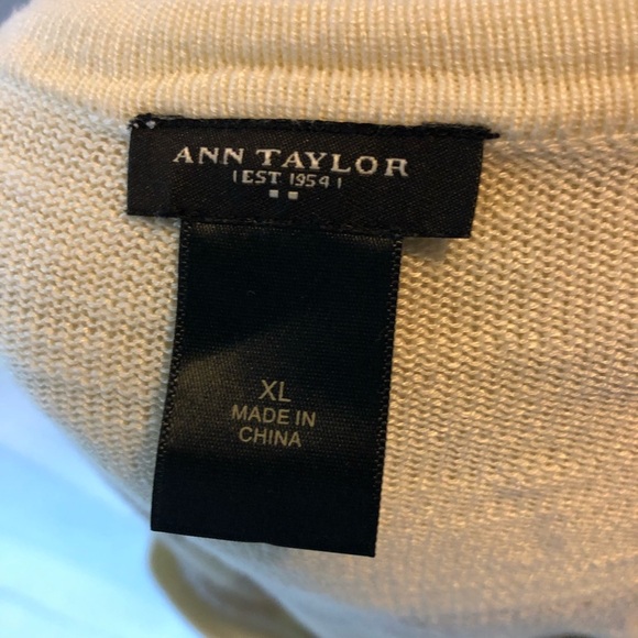 Ann Taylor Women's Cream and brown Scoop Neck - Picture 5 of 5